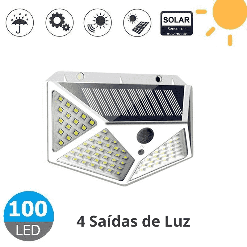 100 LED SOLAR - Luz com Carregamento Solar - Loja Boom